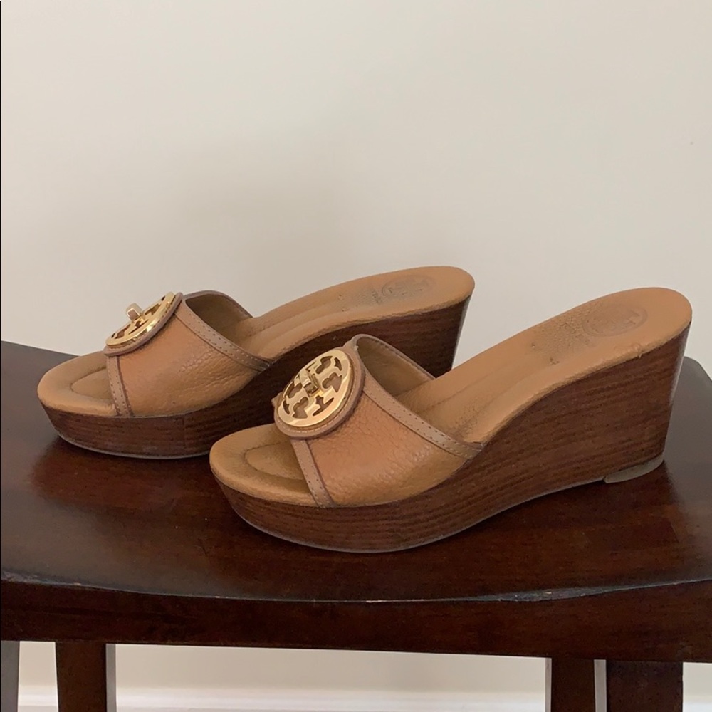 Authentic Tory Burch Tan Wedge sandals